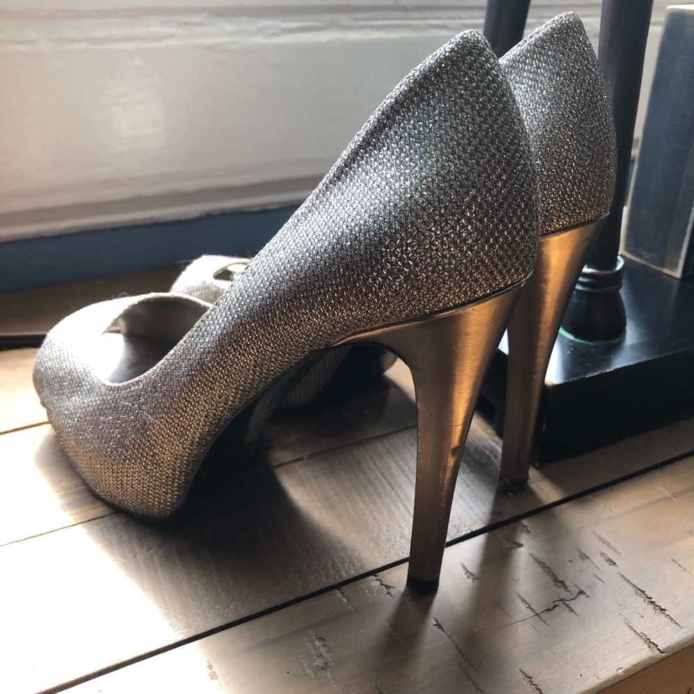 Silver Guess jeweled stilettos, Size 7, Worn twice